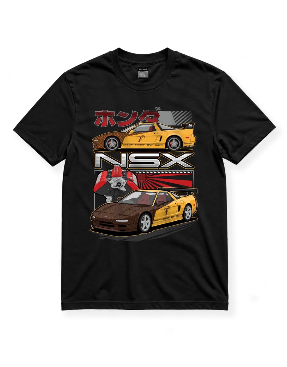 Honda NSX JDM Araba Baskılı Siyah Regular Fit Tişört – Japon Spor Otomobil Temalı Unisex thumbnail 4