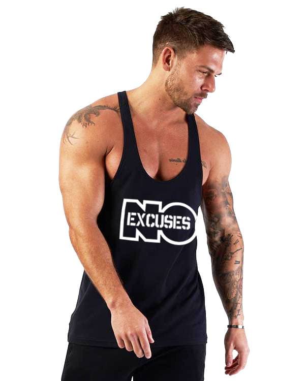 No Excuses Gym Fitness Tank Top Sporcu Atleti Siyah