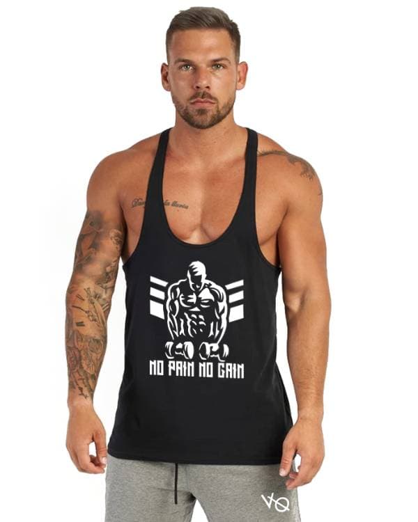 No Pain No Gain Fitness Tank Top Sporcu Atleti Siyah