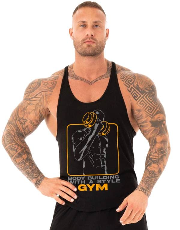 Gym Style Fitness Tank Top Sporcu Atleti Siyah