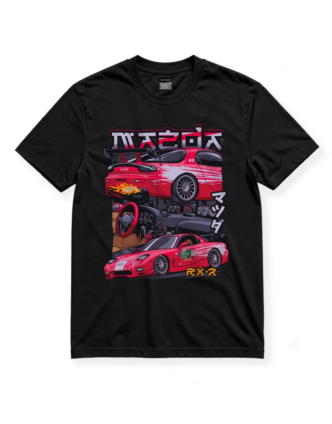 Mazda RX-7 JDM Araba Baskılı Siyah Regular Fit Tişört – Japon Spor Otomobil Temalı Unisex thumbnail 4