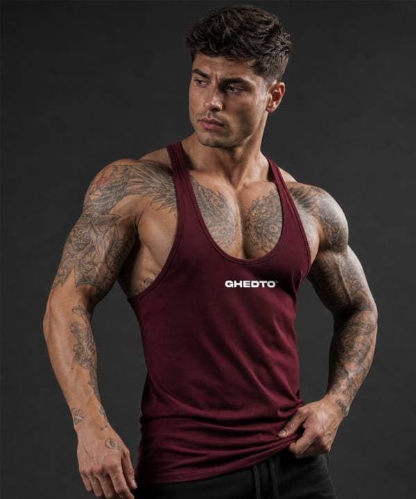 Logo Gym Fitness Tank Top Sporcu Atleti [Bordo]