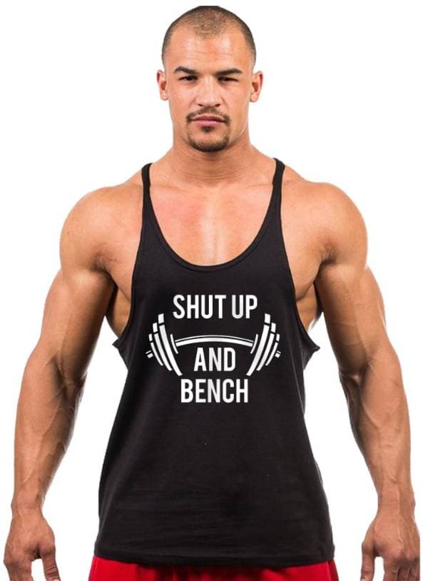 Shut Up And Bench Fitness Gym Tank Top Sporcu Atleti Siyah