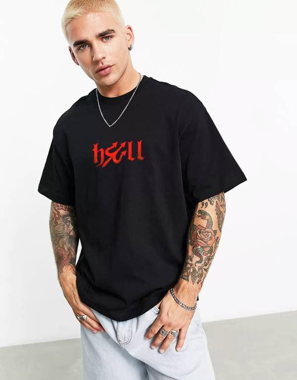 Hell Oversize Tshirt Siyah thumbnail 2