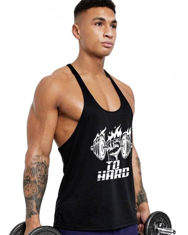 To Hard Gym Fitness Tank Top Athletic Tank Top Black