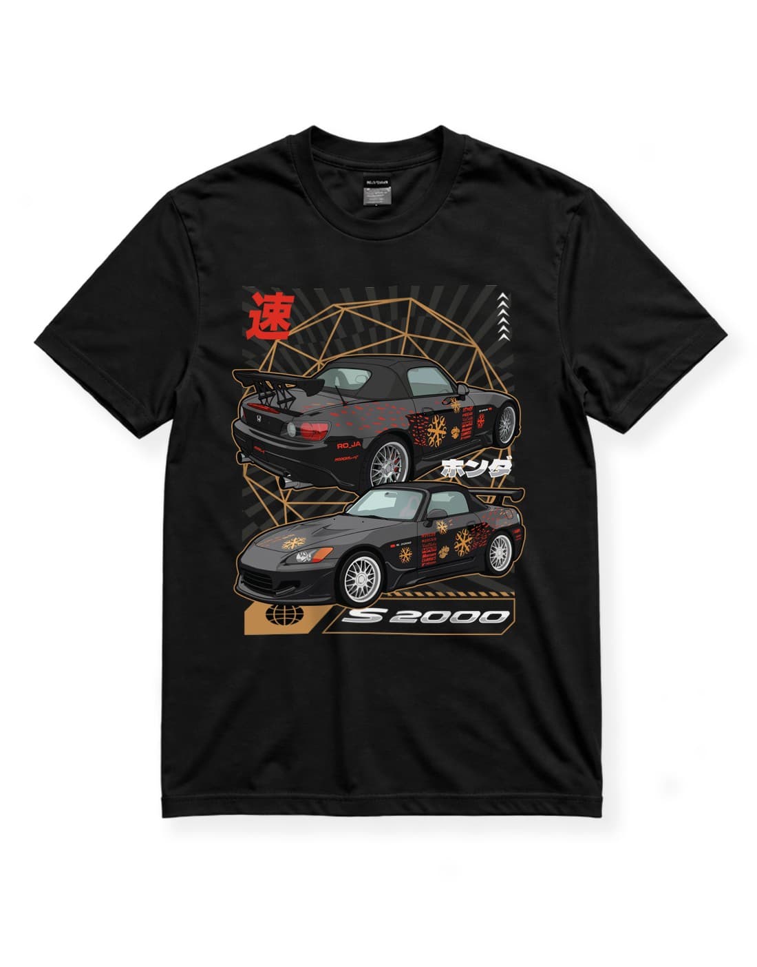 Honda S2000 JDM Araba Baskılı Siyah Regular Fit Tişört – Japon Spor Otomobil Temalı Unisex thumbnail 4