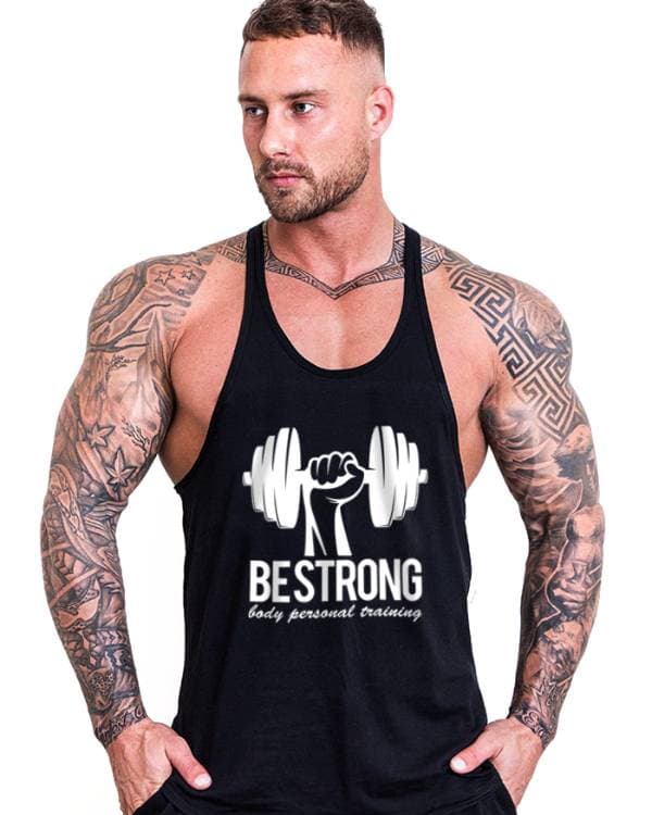 Be Strong Gym Fitness Tank Top Sporcu Atleti Siyah