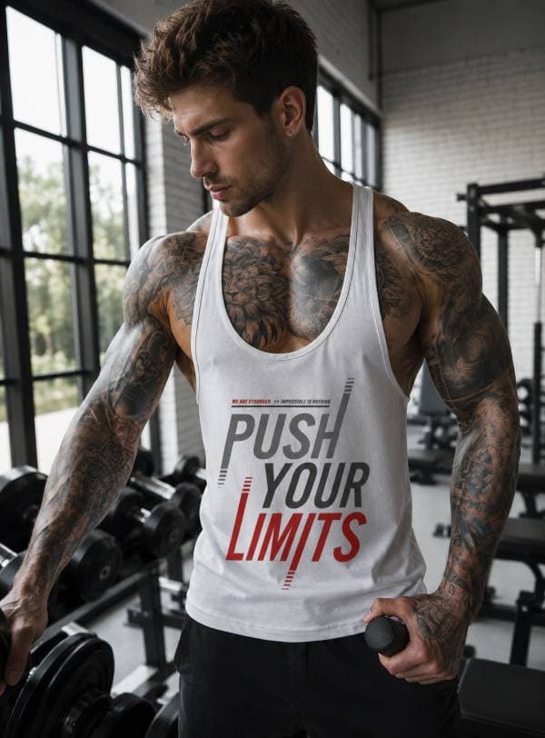Limits Fitness Gym Tank Top Sporcu Atleti Beyaz