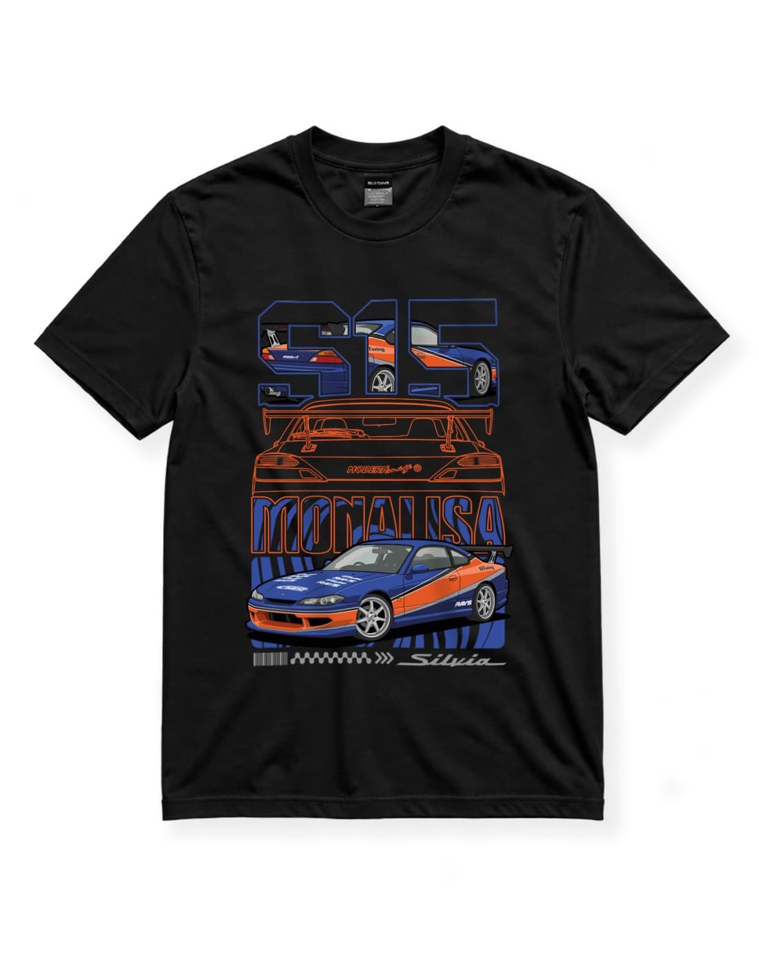 Nissan Silvia S15 Monalisa JDM Araba Baskılı Siyah Tişört – Drift Tuning Temalı Unisex Tshirt thumbnail 4