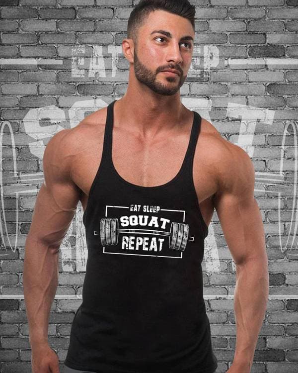 Squat Repeat Fitness Gym Tank Top Athletic Tank Top Black