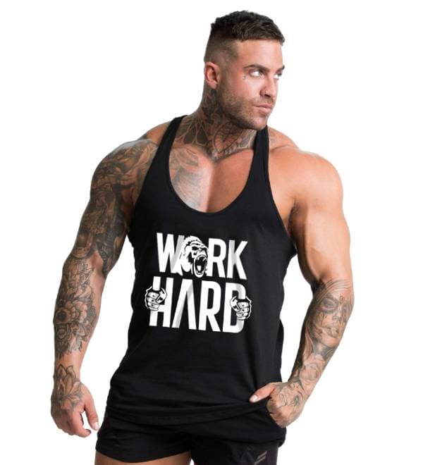 Work Hard Gorilla Gym Fitness Tank Top Sporcu Atleti