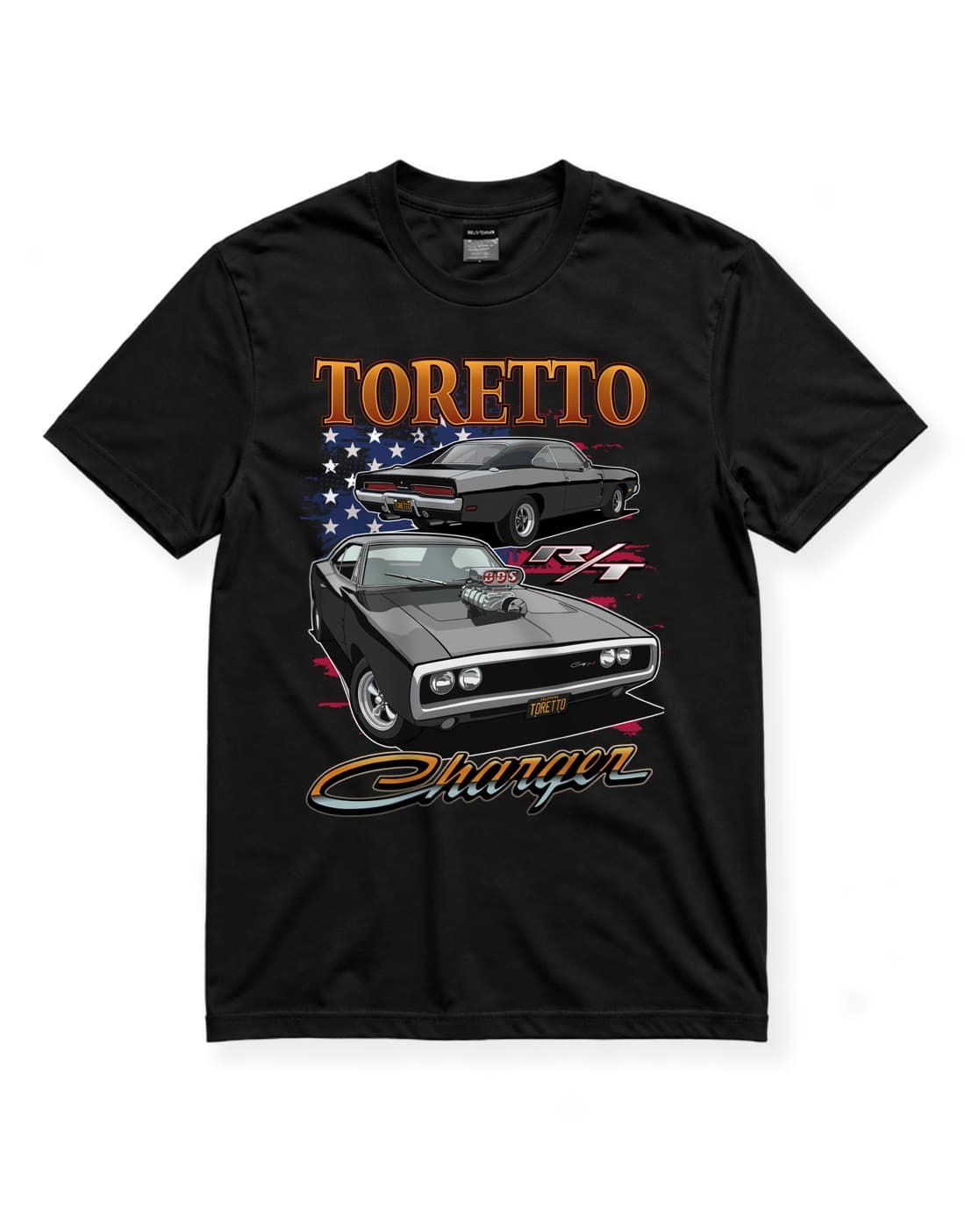 Dodge Charger R/T Toretto Araba Baskılı Siyah Regular Fit Tişört – Amerikan Muscle Car Temalı Unisex thumbnail 3