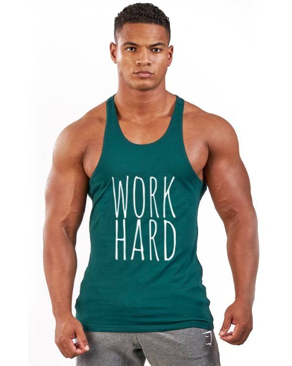 Work Hard Fitness Gym Tank Top Athletic Tank Top Green