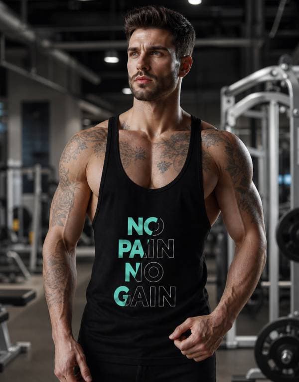 No Pain No Gain Line Fitness Gym Tank Top Sporcu Atleti