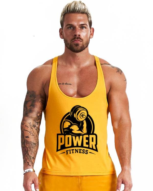 Power Fitness Gym Tank Top Athletic Tank Top Yellow