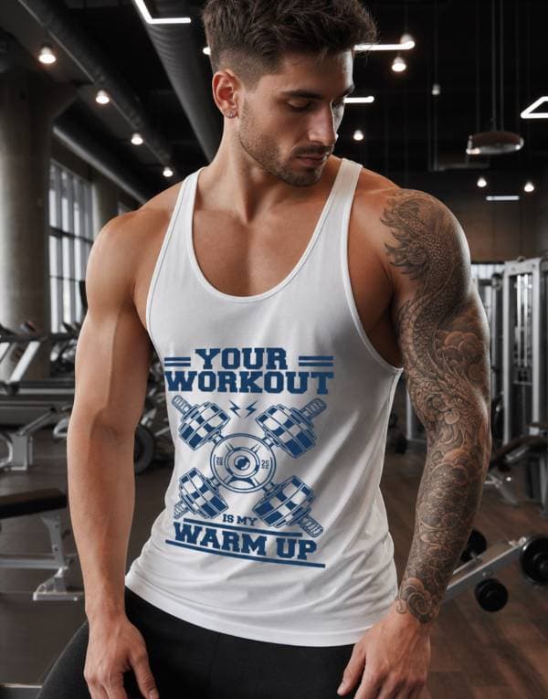 Warm Up Fitness Gym Tank Top Sporcu Atleti Beyaz